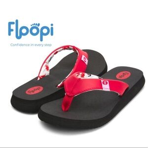 Floopie Womens Red Yoga Comfort Flip Flops 8